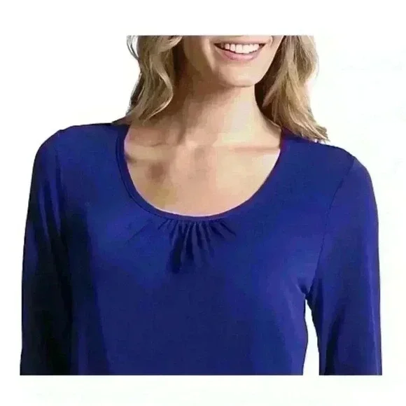 Susan Graver Liquid Knit Ruched Sleeve Tunic Teal Women’s 2X - Picture 6 of 11